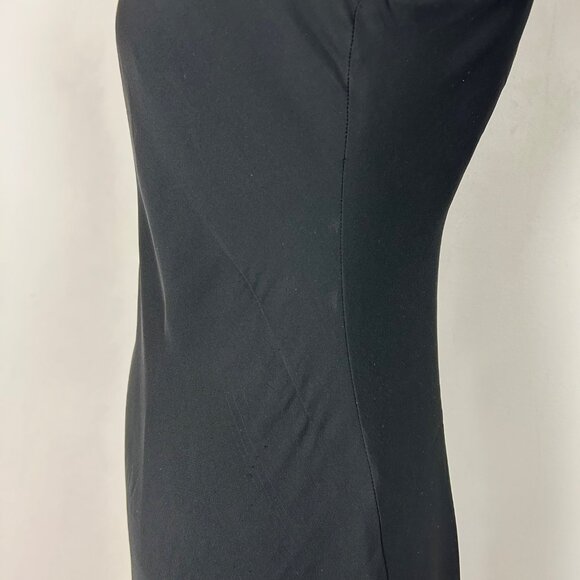Vintage Y2K Ann Taylor Black Silk Halter Dress Ruffle Hem Cocktail Size 6P Women - Picture 4 of 5